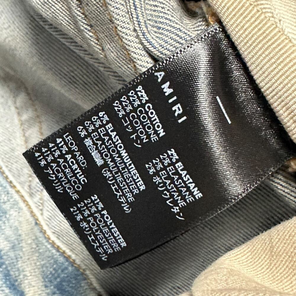 $1390 Amiri Men's Artpatch Distressed Jeans Light Denim Embelished Blue Sz 33 - Picture 7 of 14